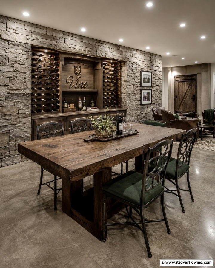 Stone Veneer for a Rustic Retreat - 30 Basement Wall Design Ideas to Transform Your Space