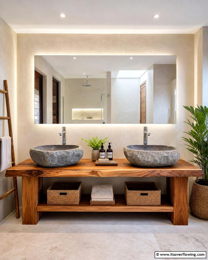Stone Vessel Sinks - 25 Stone Bathroom Ideas for a Rustic and Elegant Look