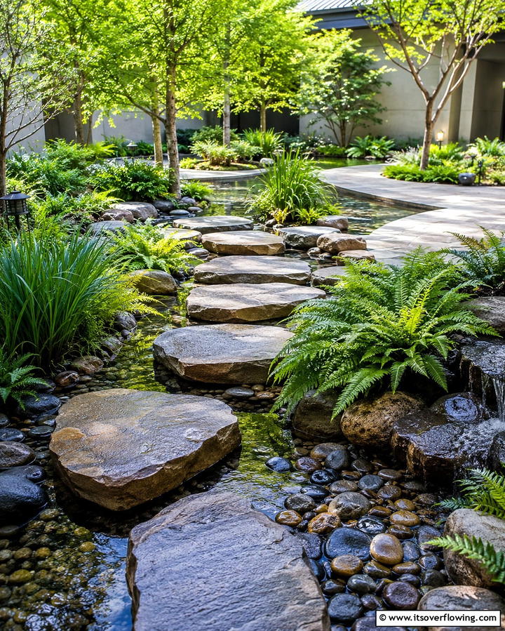 Stone Walkway with Water Features - 20 Stone Walkway Ideas to Enhance Your Garden