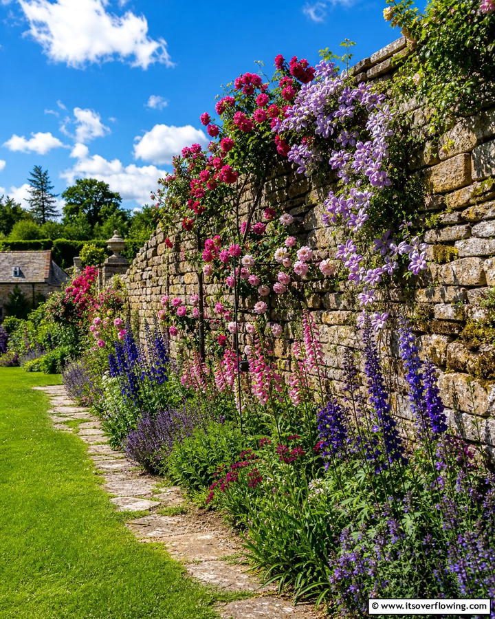 Stone Wall Accents - 21 Cottage Garden Ideas Full of Whimsical Blooms