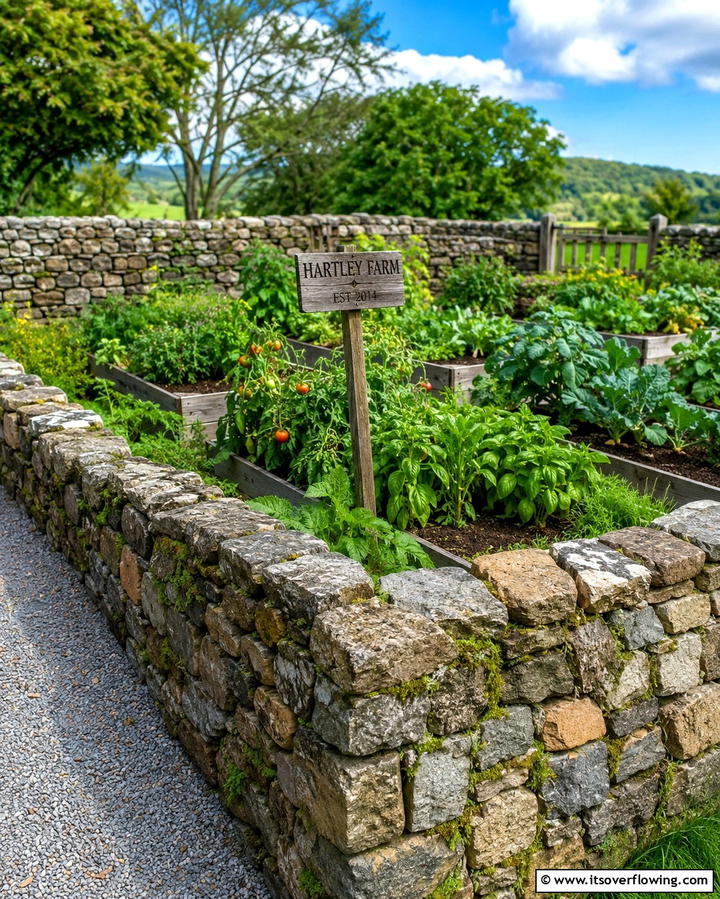 Stone Wall Fence - 20 Practical Vegetable Garden Fence Ideas for Your Yard