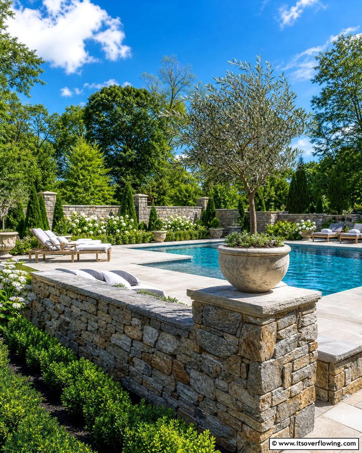 Stone Wall Pool Fence - 20 Stylish Pool Fence Ideas for Safety and Aesthetics