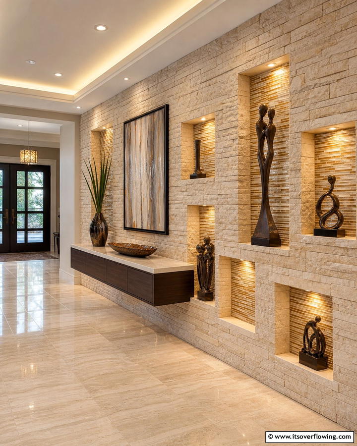 Stone Wall with Patterned Insets - 30 Natural Stone Wall Ideas for Rustic Outdoor Landscapes