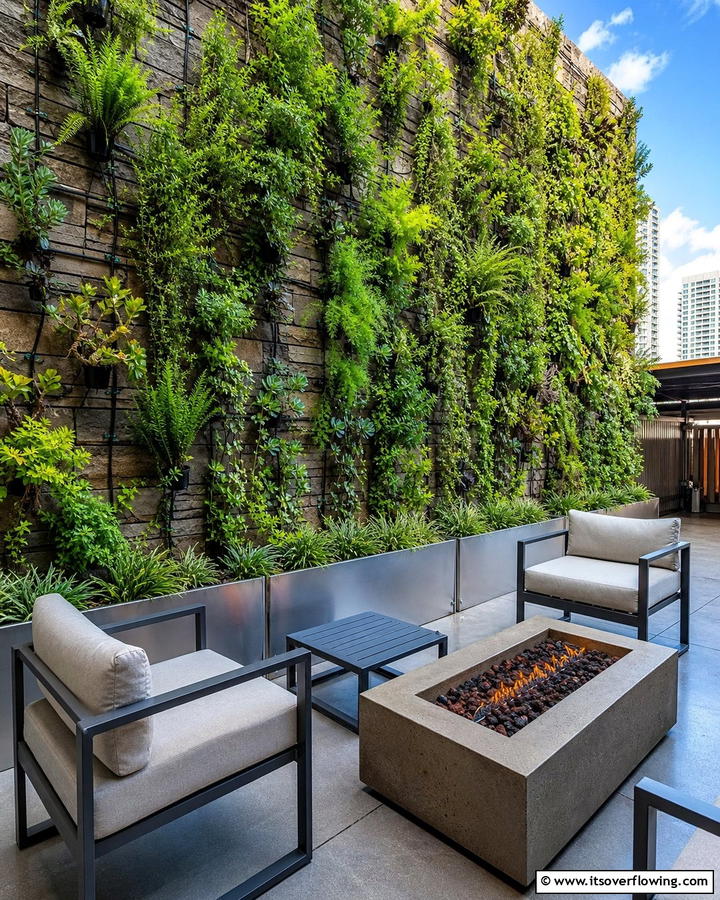 Stone Wall with Vertical Garden - 30 Natural Stone Wall Ideas for Rustic Outdoor Landscapes