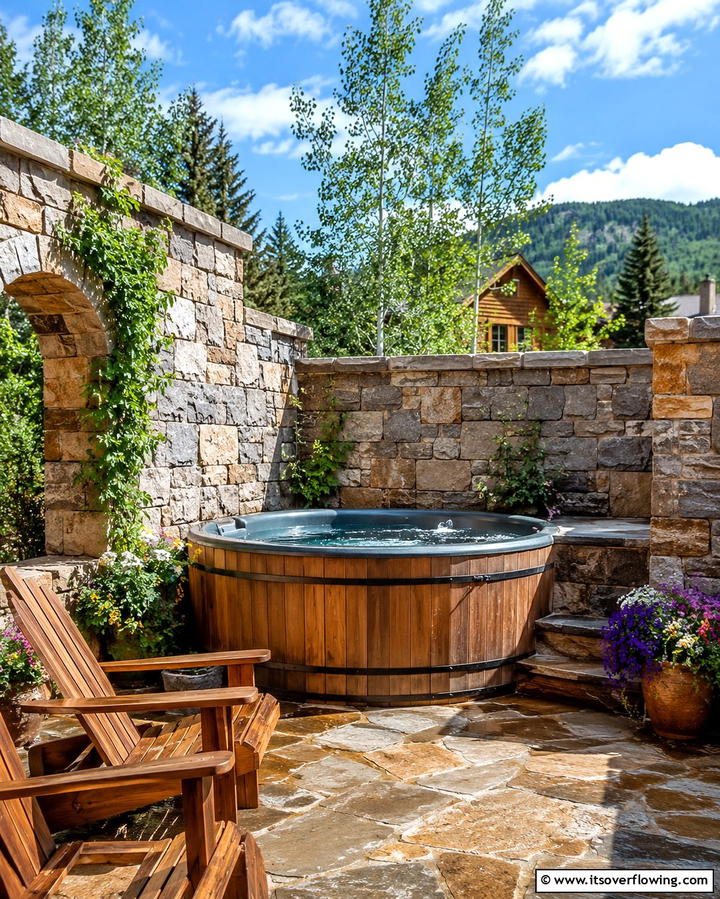 Stone Walls for a Rustic Charm - 25 Backyard Hot Tub Privacy Ideas for Relaxing Spaces