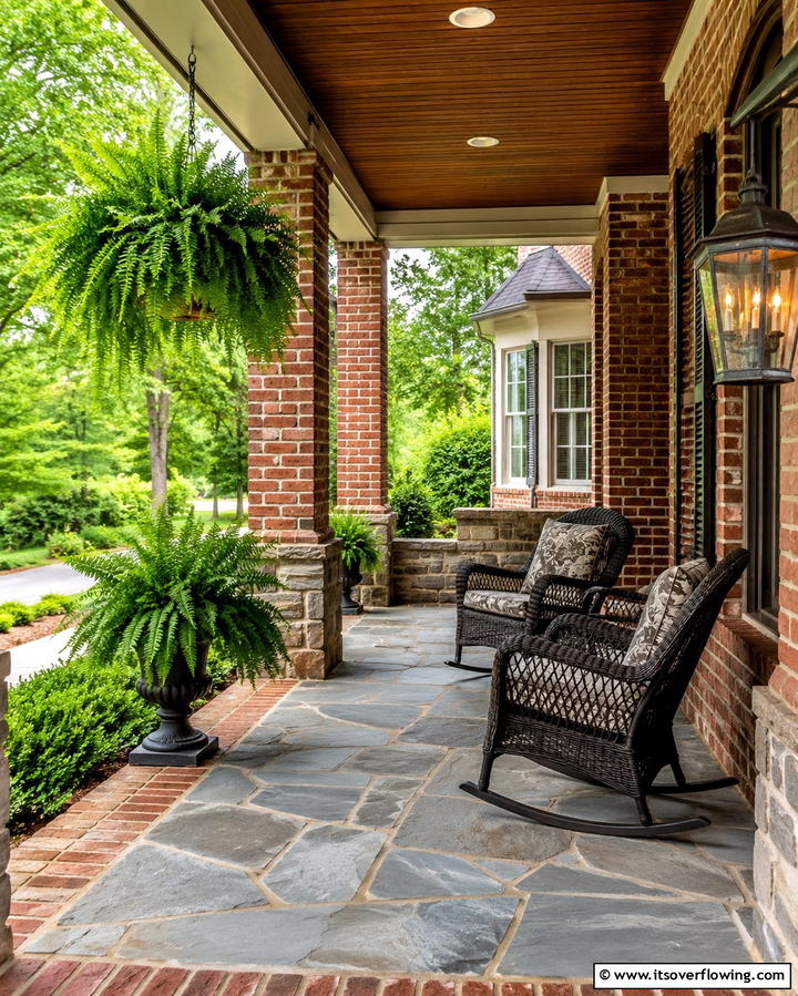 Stone and Brick Combination - 25 Stone Porch Ideas to Enhance Your Home’s Curb Appeal