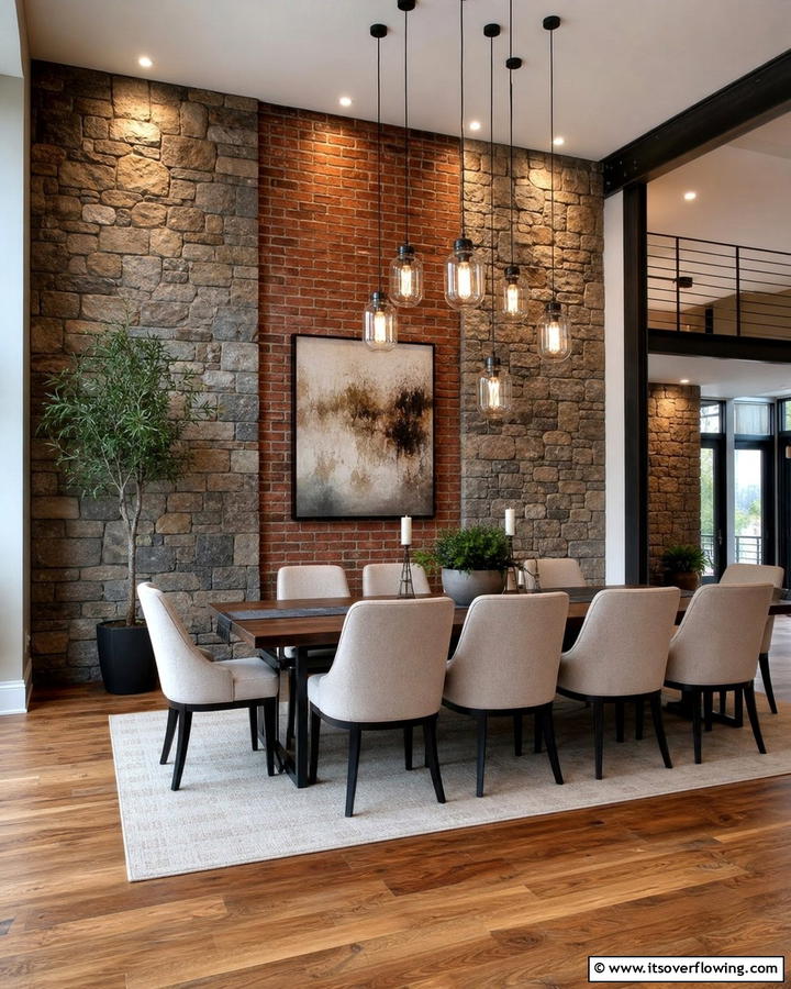 Stone and Brick Fusion Wall - 30 Natural Stone Wall Ideas for Rustic Outdoor Landscapes