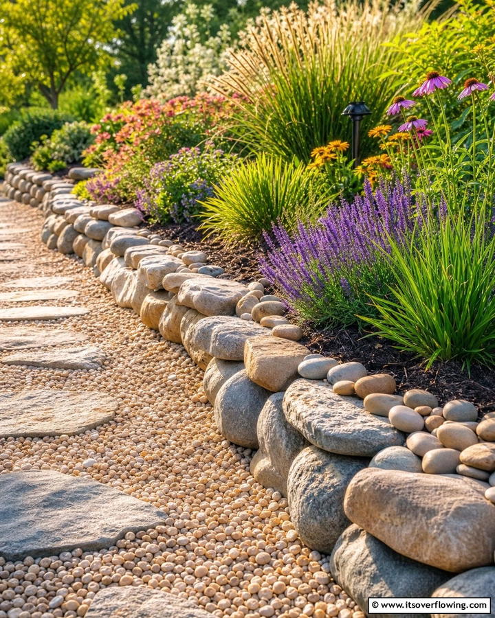 Stone and Pebble Edging - 20 Recycled Garden Edging Ideas for an Eco-Friendly Yard
