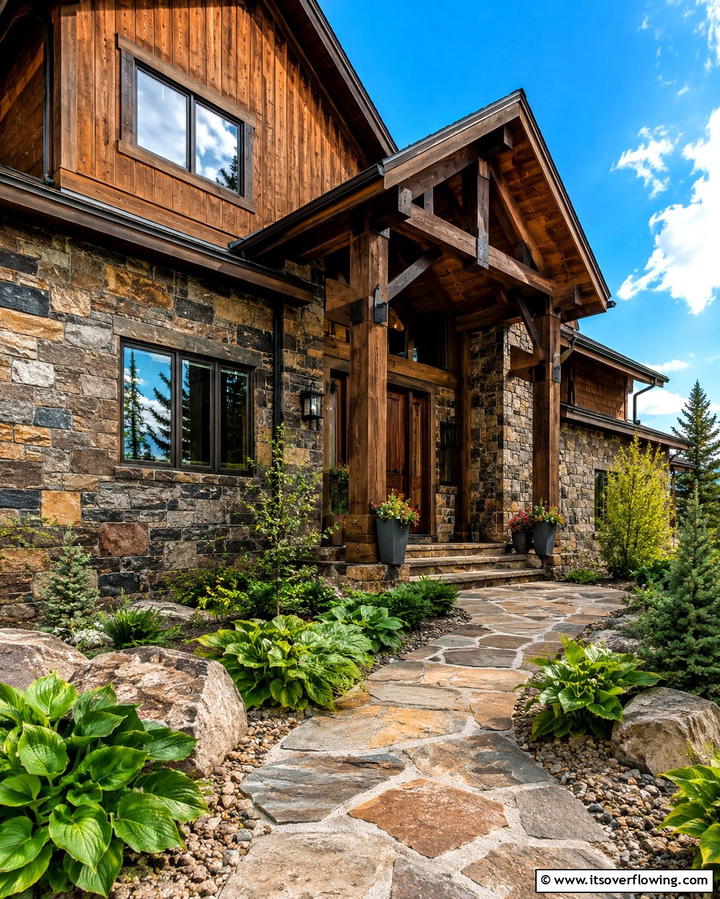 Stone and Wood Blend - 30 Pole Barn & Barndominium Exterior Designs for Rustic Charm