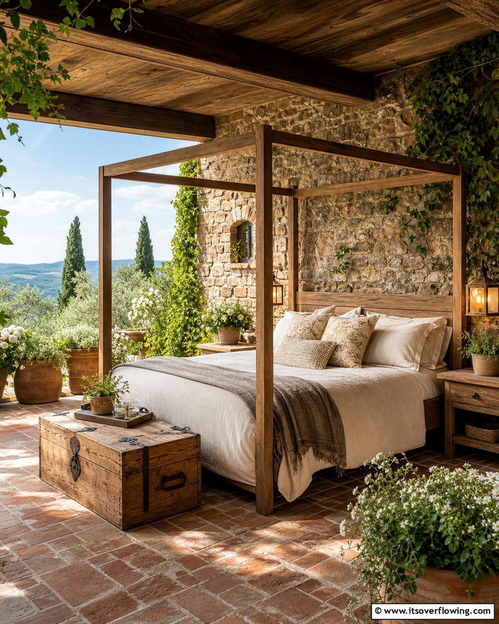 Stone or Brick Accents - 20 Outdoor Bedroom Ideas for a Relaxing Retreat