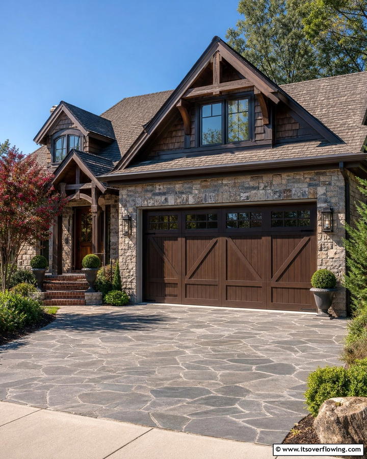 Stone or Brick Surrounds - 20 Exterior Garage Door Trim Ideas to Boost Curb Appeal