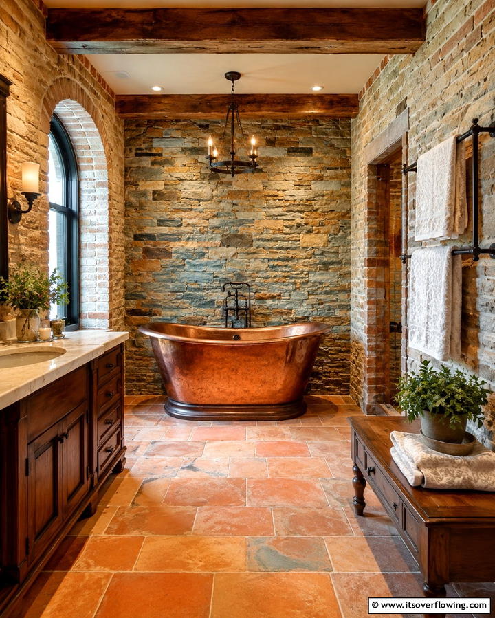Stone or Brick Walls - 20 Western Bathroom Ideas for a Rustic and Relaxing Retreat