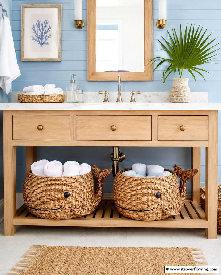 Storage Baskets for Easy Organization - 25 Kids Bathroom Ideas for Fun and Functionality