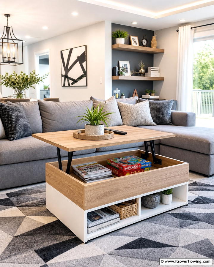 Storage Coffee Table with Lift Top - 30 Living Room Storage Ideas to Declutter Your Space