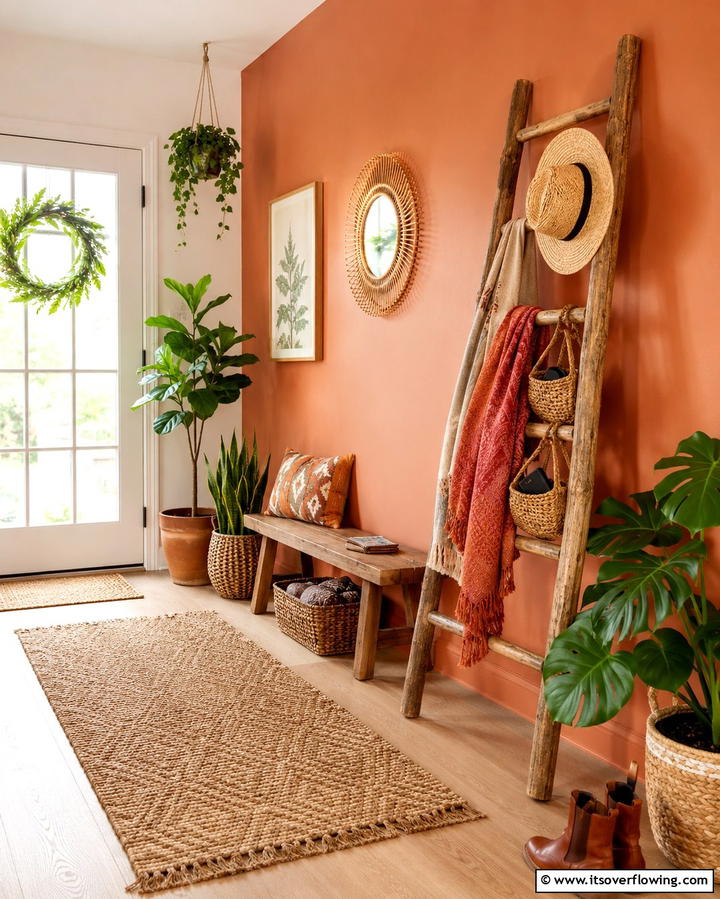 Storage Ladder for Accessories - 30 Mudroom Storage Ideas for a Clutter-Free Entryway