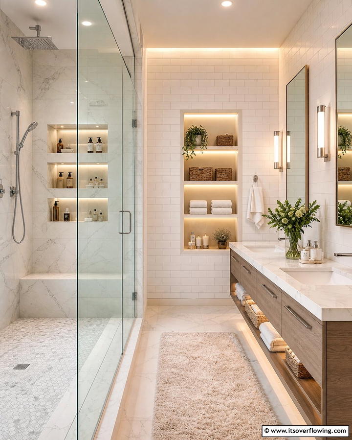 Storage Niches for Organization - 25 Cozy Bathroom Ideas for a Relaxing Space