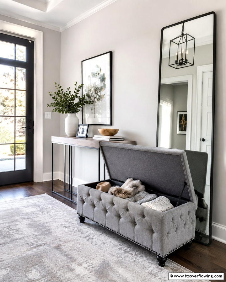 Storage Ottomans for Versatility - 25 Entryway Storage Ideas for Organized Homes
