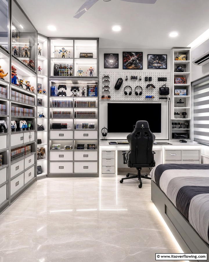 Storage Solutions for Gear - 21 Gaming Bedroom Ideas for an Immersive Entertainment Setup