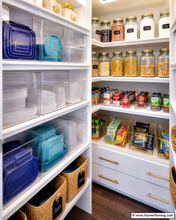 Store Tupperware in Clear Bins - 25 Tupperware Organization Ideas for a Tidy Kitchen
