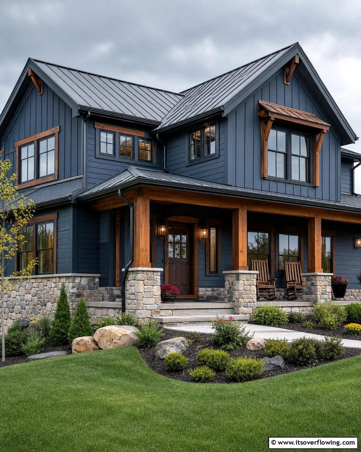 Stormy Blue Elegance - 20 Midnight Blue and Dark Blue House Siding Colors