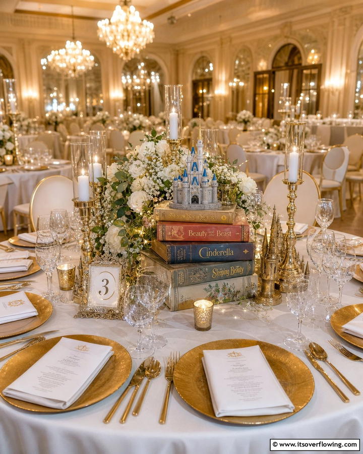 Storybook Centerpiece Arrangements - 30 Magical Disney Wedding Ideas for Your Dream Day