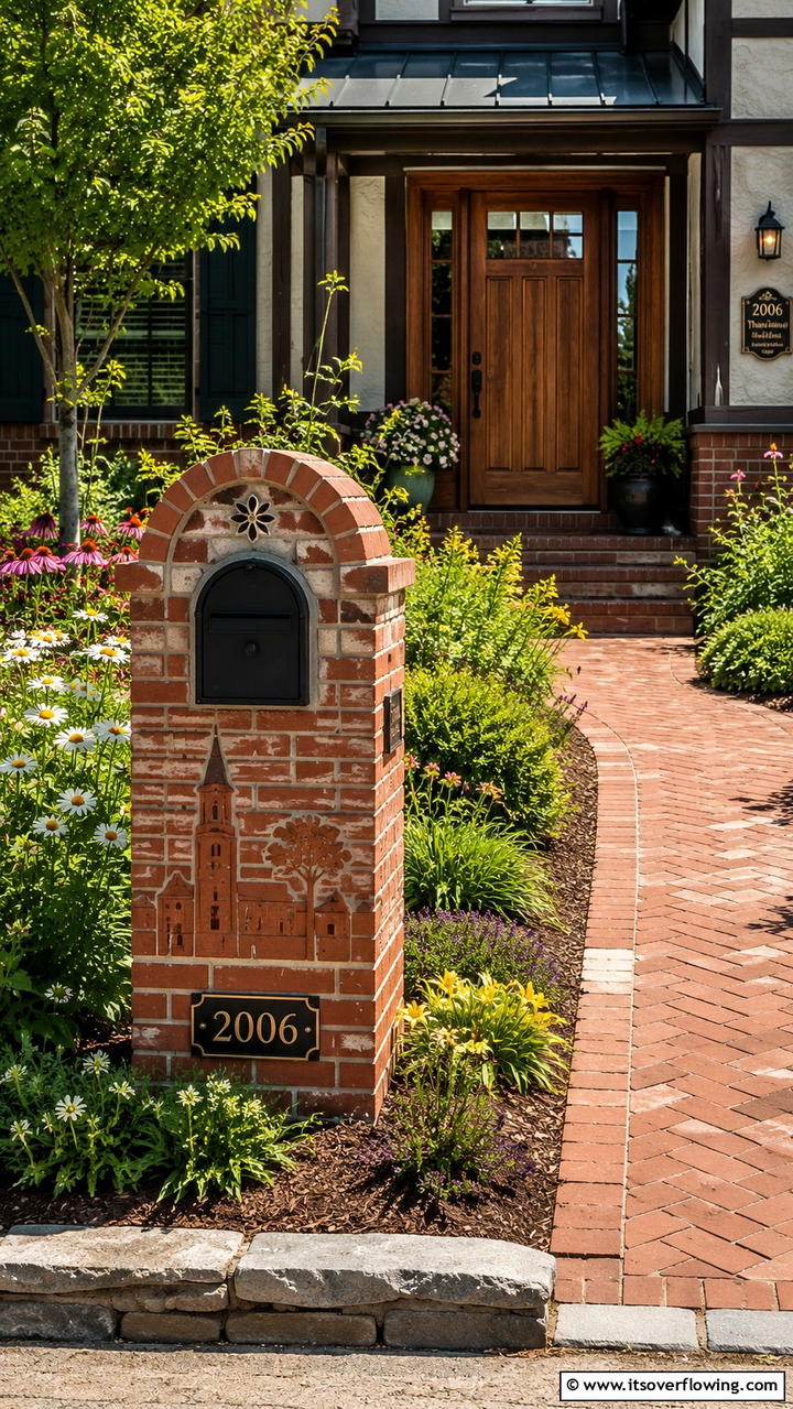 Storytelling Brick Mailbox - 30 Brick Mailbox Ideas for a Charming Curb Appeal Upgrade