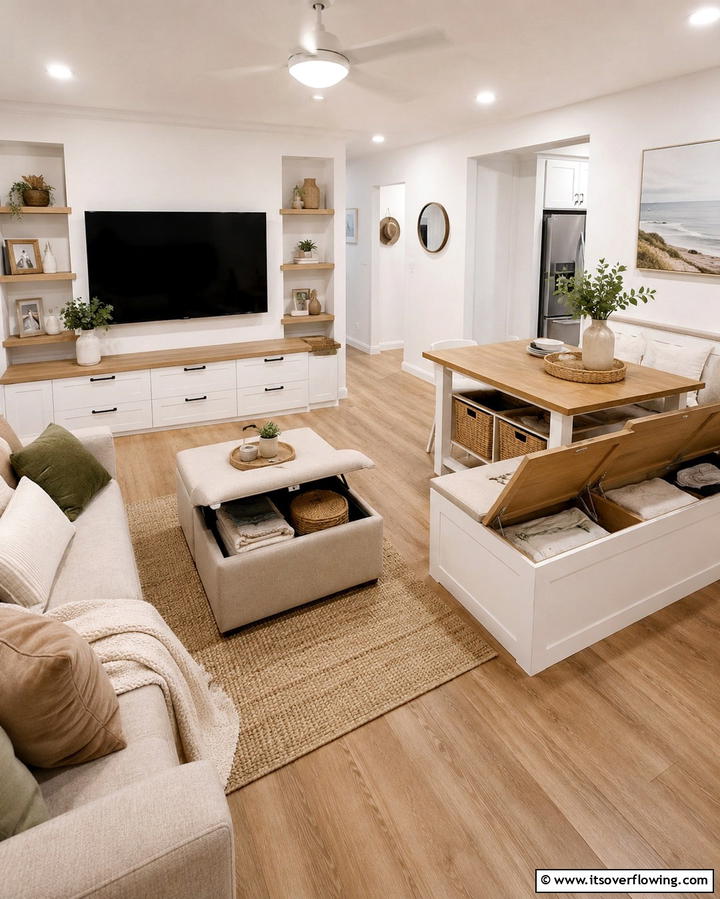 Strategic Lighting Placement - 20 Small Living Room Ideas With TV and Dining Table