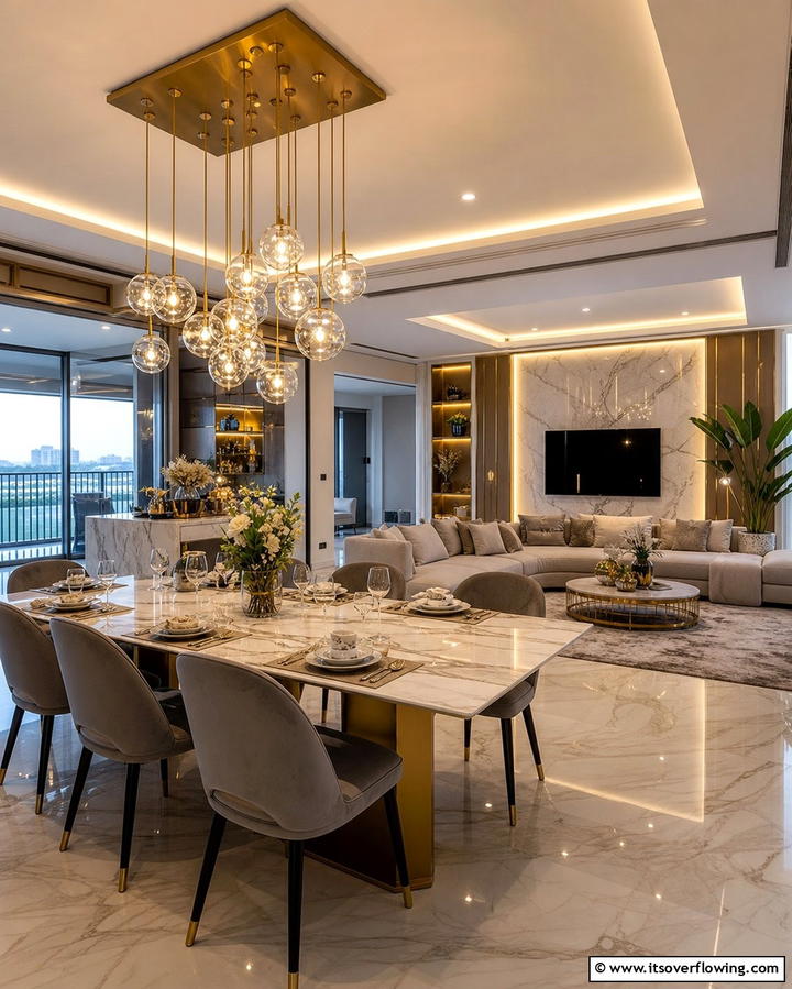 Strategic Use of Lighting - 25 Living Room Dining Room Combo Ideas for Open Spaces