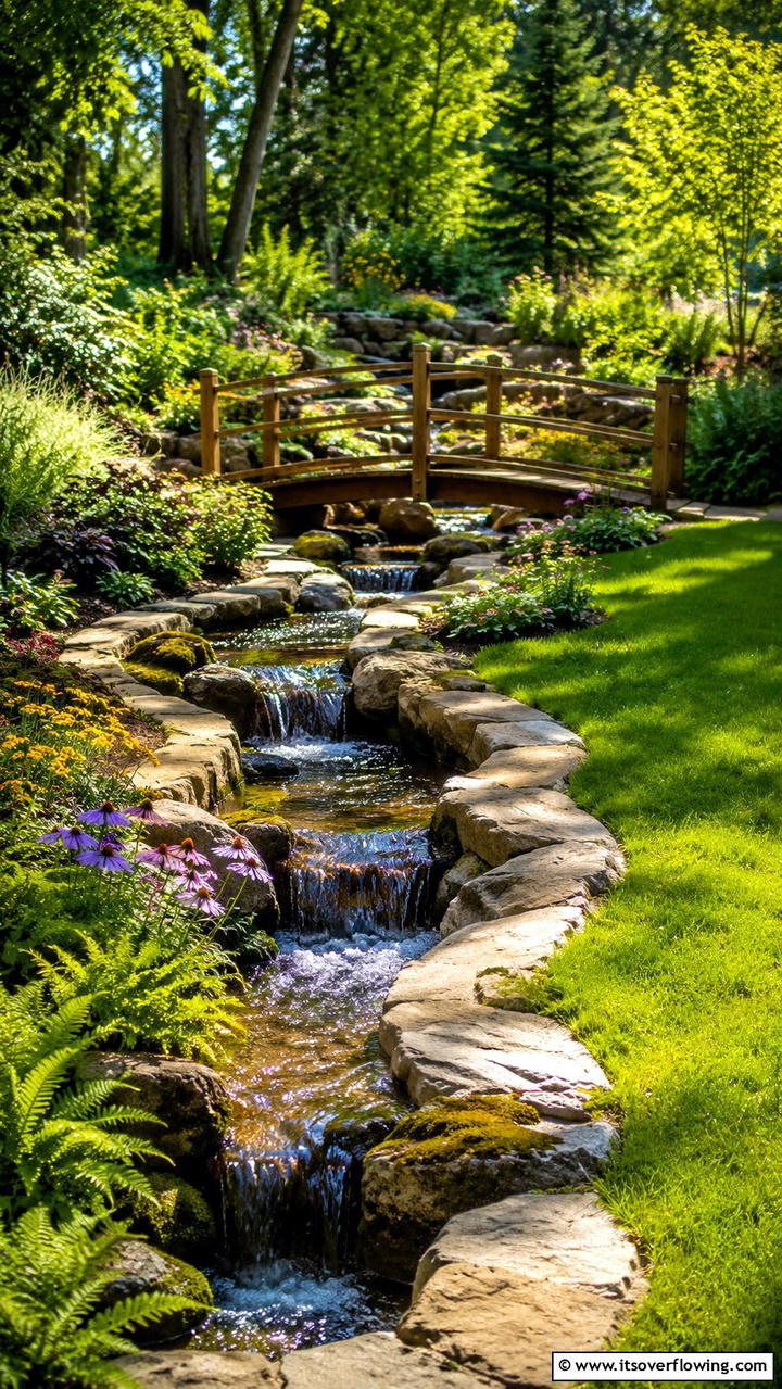 Stream Inspired Water Flow - 21 Water Feature Ideas for Serene Garden Landscaping
