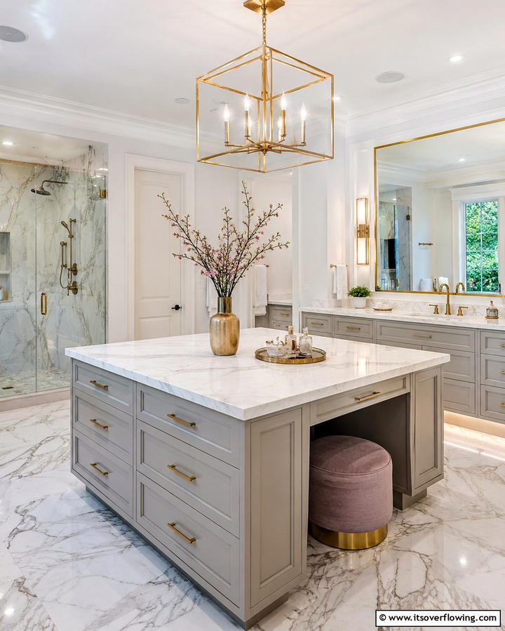 Streamlined Bathroom Island - 30 Functional Bathroom Furniture Ideas to Maximize Space