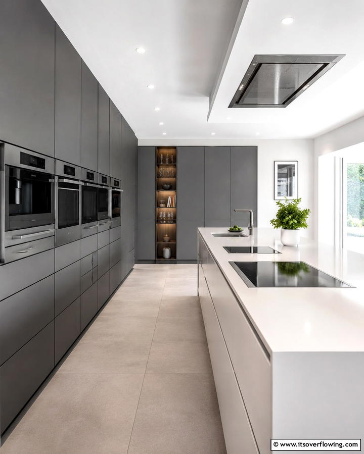 Streamlined Efficiency - 30 Grey and White Kitchen Ideas for Timeless Monochromatic Design