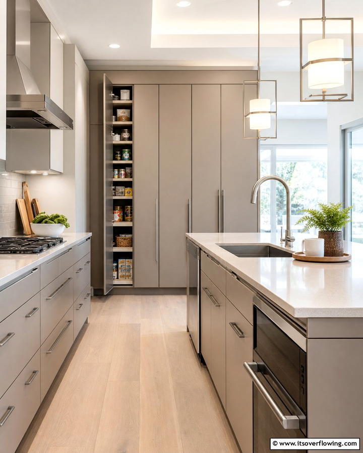 Streamlined Kitchen Workflow - 25 Modern Floor to Ceiling Kitchen Cabinets Ideas