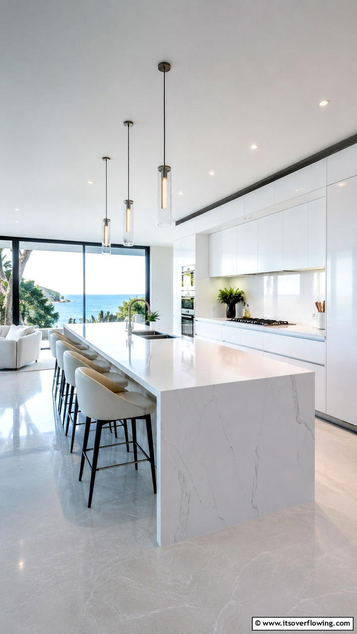 Streamlined Open Concept Breakfast Bar - 30 Breakfast Bar Ideas for Functional Kitchen Spaces