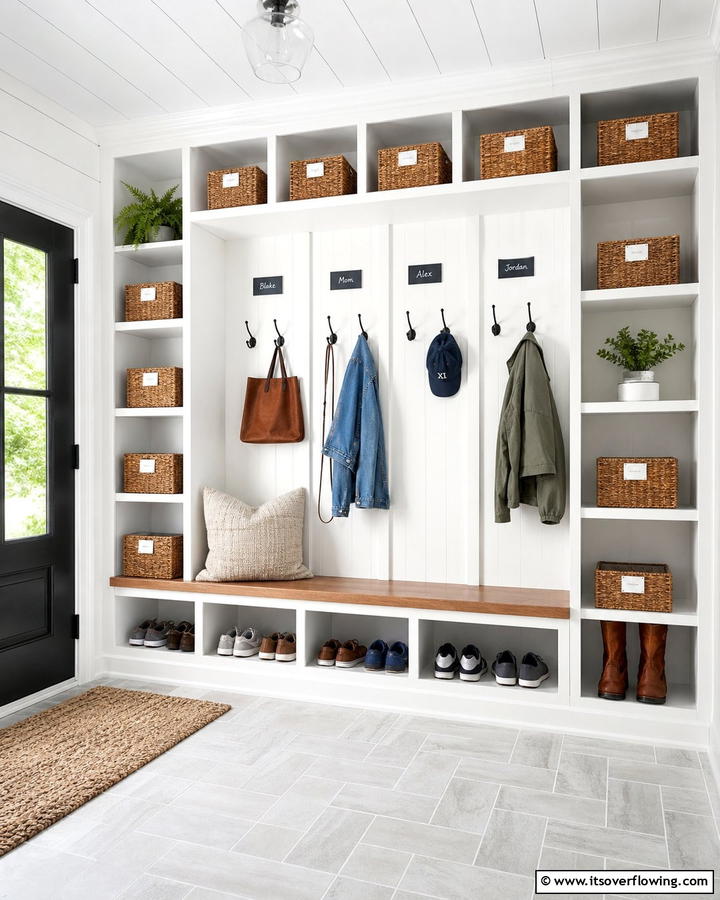 Streamlined Organization System - 21 Mud Room Ideas for Organized & Stylish Entryways