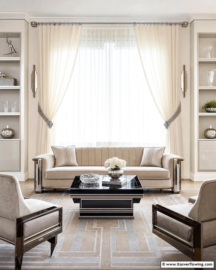 Streamlined Window Treatments - 25 Vintage 1930s Living Room Design Ideas for Nostalgia