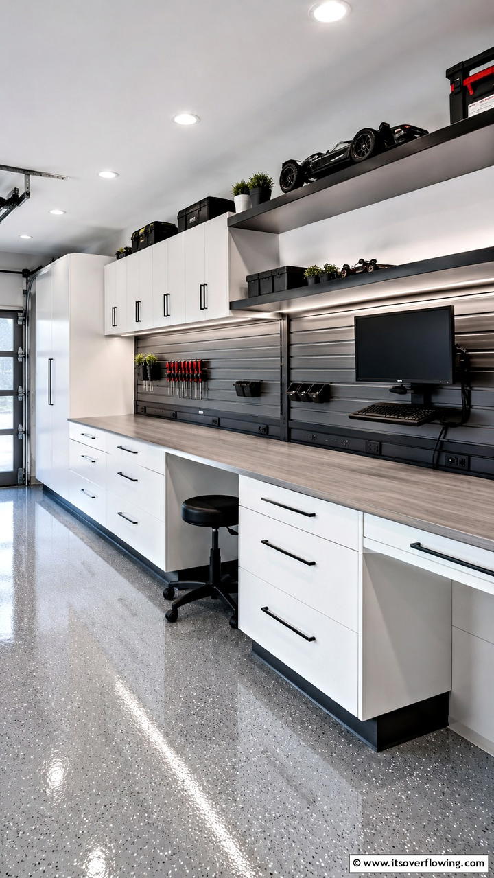 Streamlined Workbench with Cable Management - 30 Garage Workbench Ideas for Organized DIY Spaces