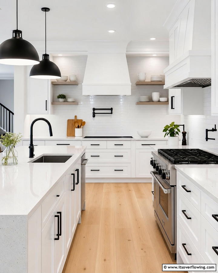 Striking Black Fixtures - 21 Striking Black & White Kitchen Ideas for Bold Spaces