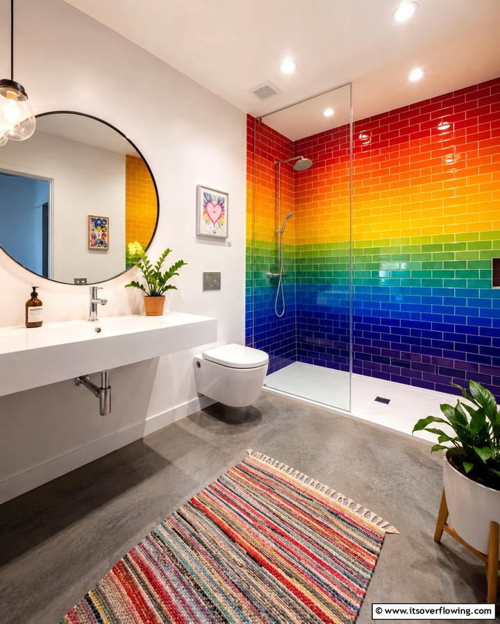 Striking Black and White - 30 Bold Colorful Bathroom Designs to Energize Your Morning Routine