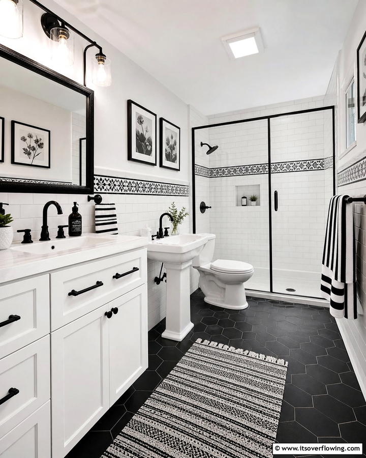 Striking Monochrome Details - 21 Classic Black & White Bathroom Designs for Contrast
