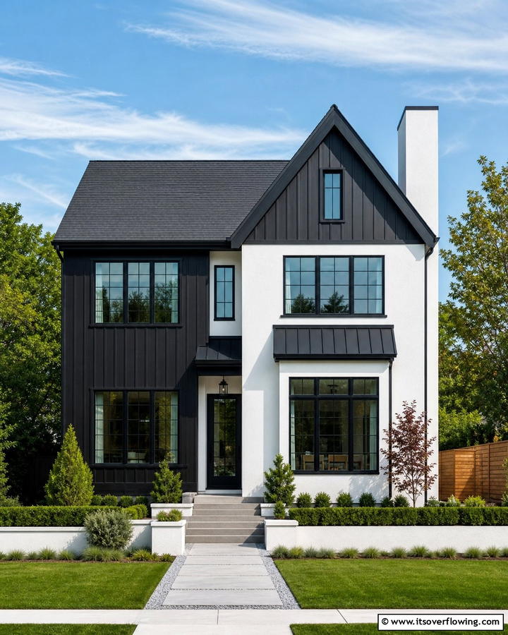 Striking Monochrome Facade - 21 Striking Black & White House Exterior Design Concepts