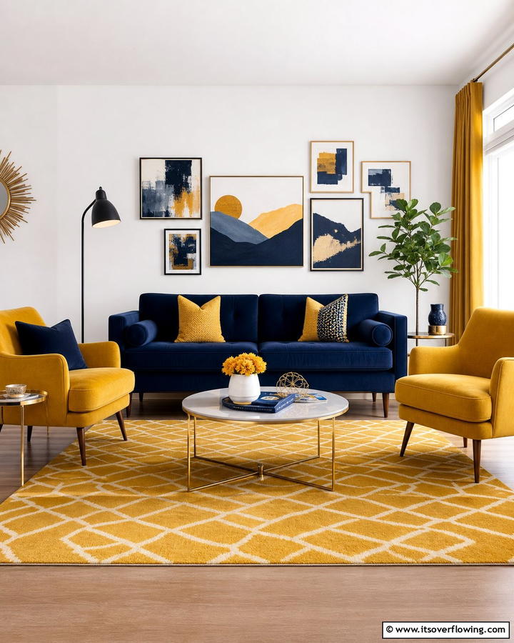 Striking Navy Blue with Mustard Highlights - 21 Designer Colors That Perfectly Pair With Navy Blue