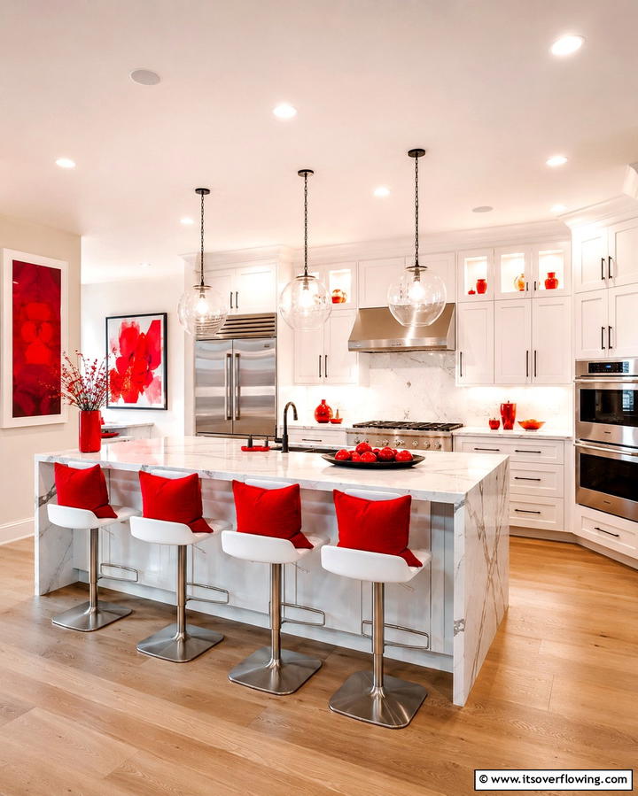 Striking Red Backsplash - 30 Bold Red Kitchen Ideas for a Vibrant Cooking Space