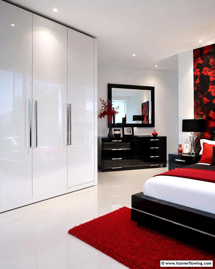 Striking Wallpaper Patterns - 25 Red Black and White Bedroom Ideas for a Bold Look