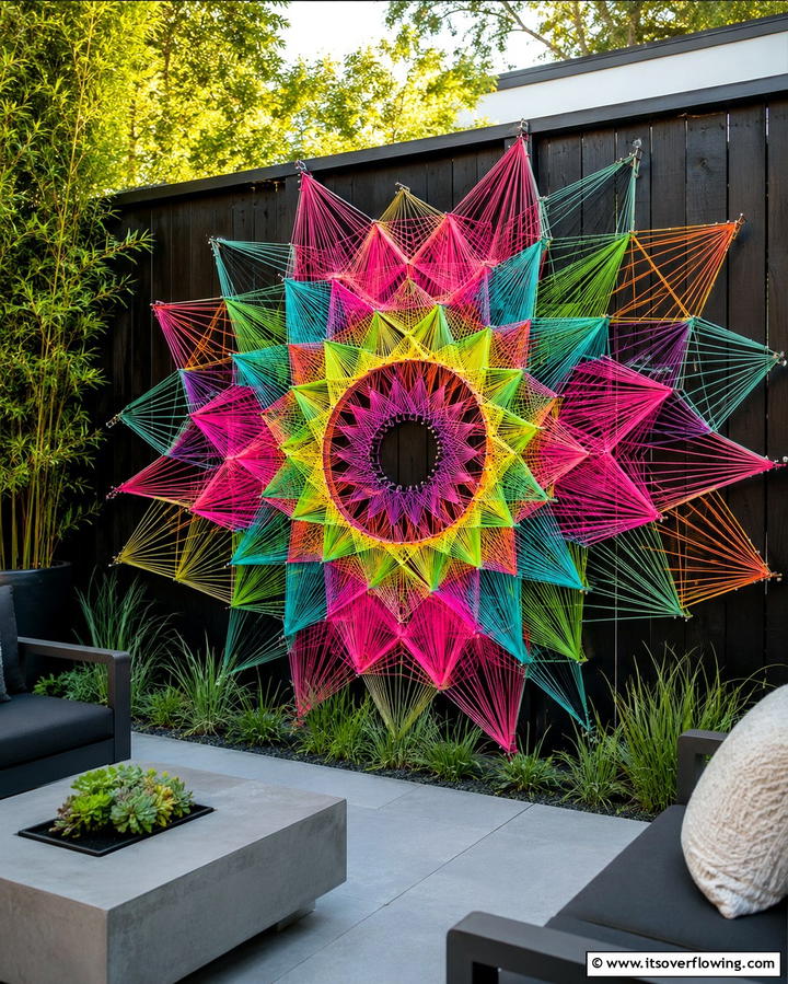 String Art Creations - 25 Fence Art Ideas to Add Personality to Your Yard