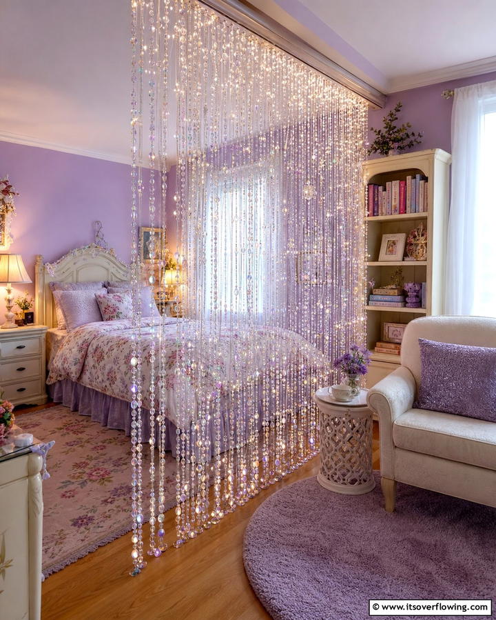 String Curtain Dividers - 25 Fairycore Bedroom Ideas for a Whimsical Escape