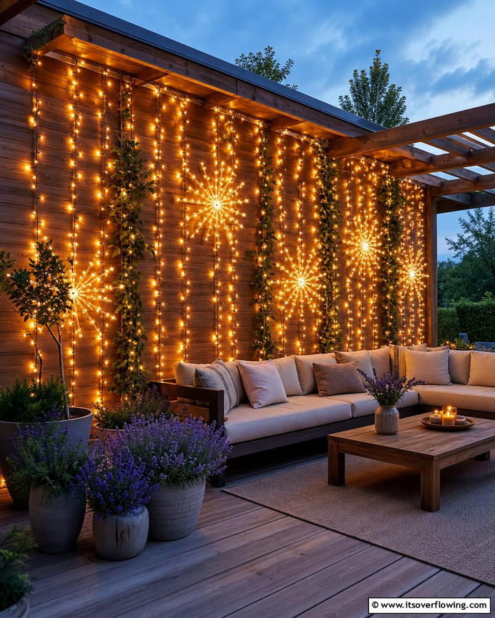String Light Patterns - 20 Outdoor Wall Decor Ideas to Transform Your Space