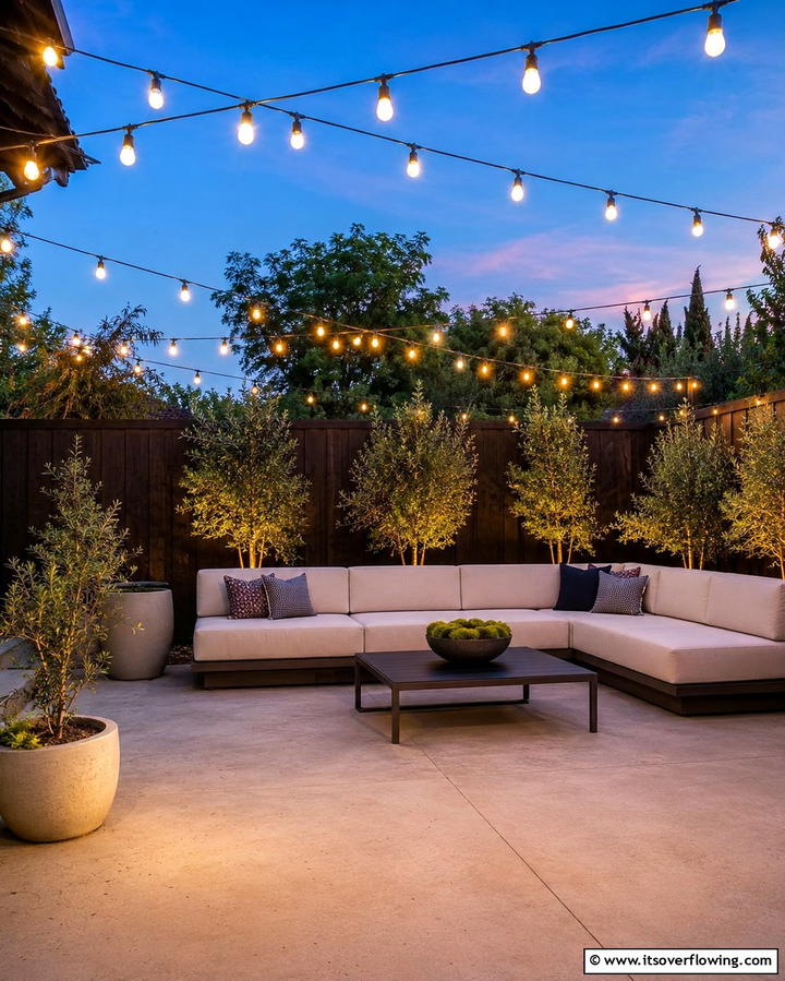 String Lights Ambiance - 25 Small Backyard Patio Ideas for a Relaxing Outdoor Oasis