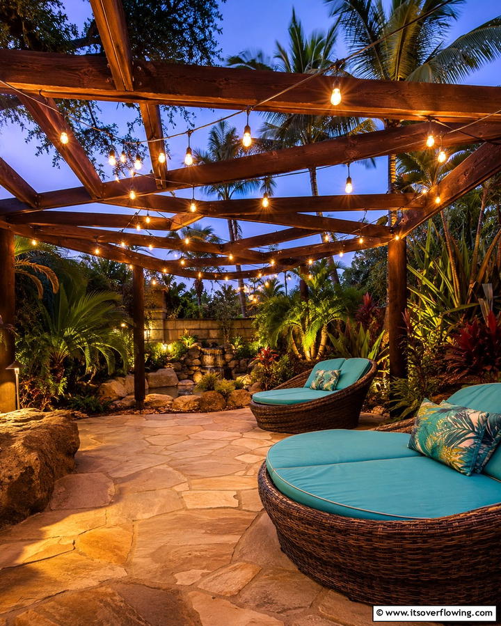 String Lights for Ambiance - 25 Pool Decor Ideas to Transform Your Outdoor Space