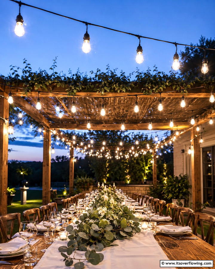 String Lights for Evening Charm - 25 Mediterranean Patio Ideas for Outdoor Living Spaces