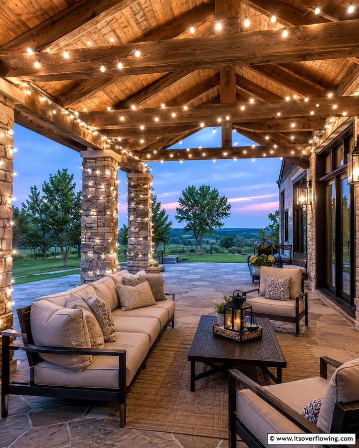 String Lights for Warmth - 25 Rustic Porch Ideas to Create a Cozy Outdoor Retreat